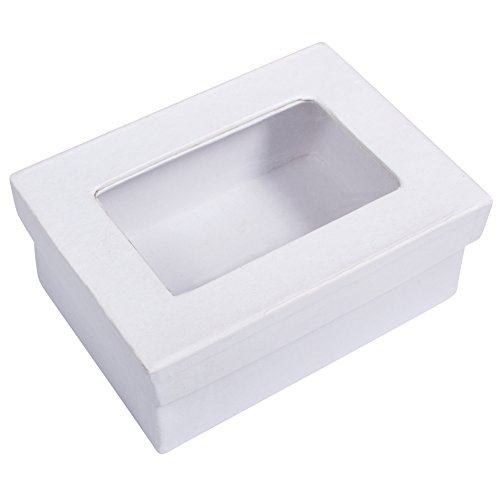 Rayher Pappmaché-Geschenkbox, weiß, 10,5x7,7x4,4cm, Deckel mit...