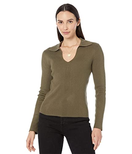 Image of Calvin Klein Women's Johnny Collar V Neck Lightweight Long Sleeve Comfortable Sweater