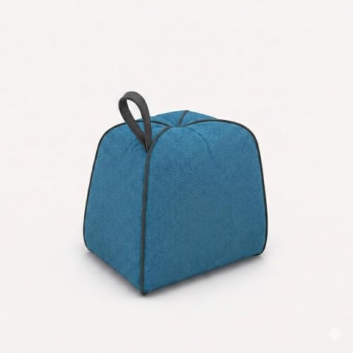 Image of FURNY Signature Regalia 4-Seater L-Shape Sofa Set with Movable Ottoman & Suri Pouf | Flexible LHS /RHS Layout | Boston Fabric | 40D Foam + Zigzag Spring | 3-Yr Warranty (Steel Grey - Sea Blue)