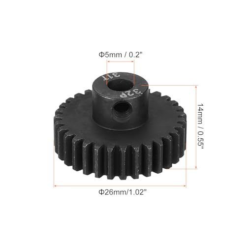 QUARKZMAN RC 32P Gehärtetes Ritzel 5mm Welle 31T Motor Zahnräder Kohlenstoffstahl Für 1/10 RC Modellauto Boot Drohne