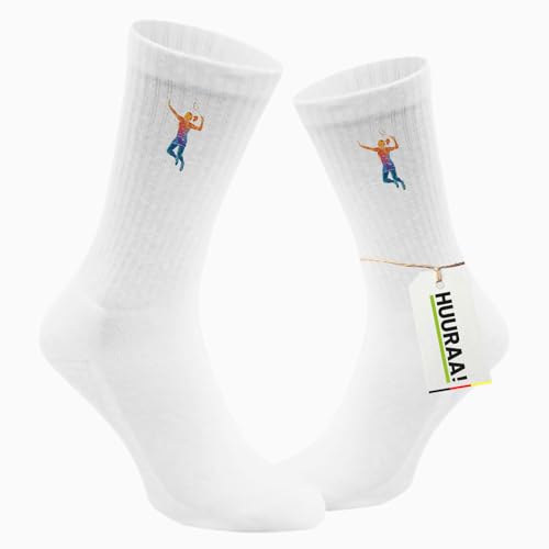 Huuraa Unisex Socken Badminton bunte Silhouette Geschenk Größe 37/41 White Motiv Tennissocken Badminton Geschenkidee Huuraa Unisex Socken Badminton bunte Silhouette Geschenk Größe 37/41 White Motiv Tennissocken Badminton Geschenkidee