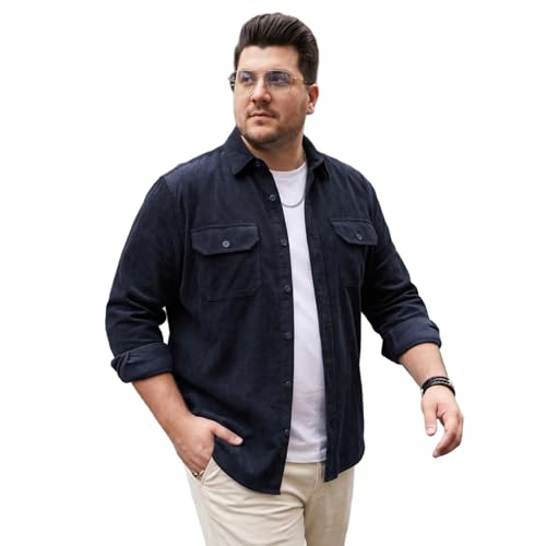 Image of Urbano Plus Men's Corduroy Full Sleeve Regular Fit Solid Overshirt with Utility Pockets