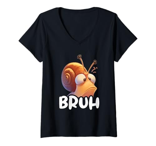 Mujer Caracol Amante Caracol Divertido Bruh Camiseta Cuello V