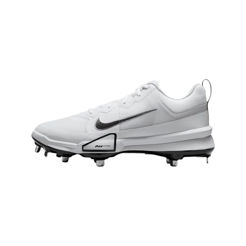 Nike Force Zoom Trout 9 Pro Baseball Cleats (FB2907-102, White/Pure Platinum/Metallic Silver/Black) Size 15