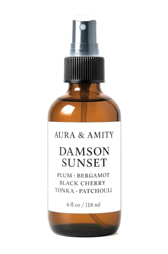 Image of Aura & Amity Premium Room & Linen Spray - Handmade Luxury Fabric & Home Fragrance Mist, Long-Lasting & Eco-Friendly (Damson Sunset)