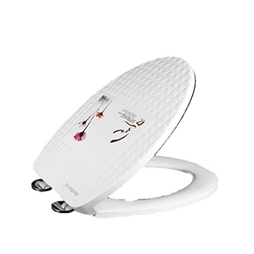 WJSXJJ 3D Innovación V/T Forma WC Tapa con Ultra Resistente Top Fijo Espesado de Asiento de Inodoro Tapa Tapa Baño Uso de la Familia, Blanco, T