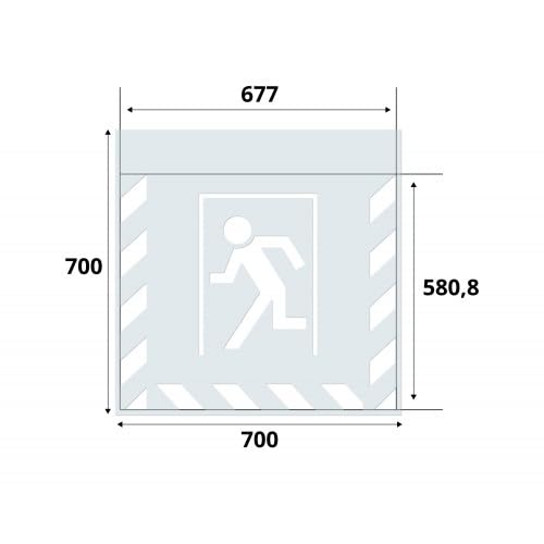 Stancil para señalización de embalaje horizontal de polipropileno transparente, grosor de 0,5 mm, material reutilizable y lavable, salida de emergencia – 700 x 700 mm