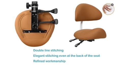 McDooFly Saddle Stool Chair with Backrest and Footrest- Ergonomic Rolling Saddle Stools Hydraulic Swivel Adjustable Stool Esthetician Chair for Massage Beauty Salon Tattoo Dentist Clinic Home Office (Camel) 400 lb