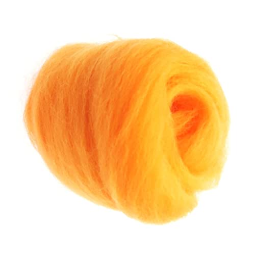 Corriedale Wool Roving Top 10g - Lana Fibra para Spinning, Felting, Crochet, Materiales Artesanales Itinerantes- Naranja
