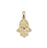 line.bijoux Pendentif main de Fatma zirconium transparent plaqué or 750/000 garanti