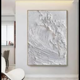 Tableau abstrait vagues oceaniques blancheur epuree sur toile haut de gamme
