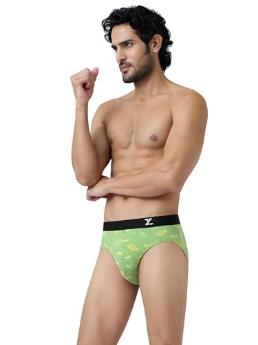 Image of XYXX Men's Surf Super Combed Cotton Regular Fit Printed Antibacterial Briefs with No Marks Waistband