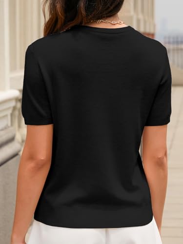 DAIMIDY Women's Short Sleeve Crew Neck Sweaters Lightweight Summer Sweater Casual Knit Pullover Tops3