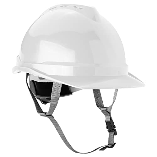 NEO TOOLS Industriehelm mit Kinnriemen, Verstellbarer Umfang 52-64cm, Material: ABS, 6-Punkt-Gurt, 4-Punkt-Kinnriemen, Temperaturbereich -30°C/+50°C (Weiss)