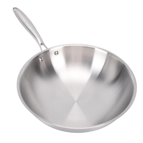 La Mejor Recopilación de Sarten wok - los más vendidos. 43 AUNMAS Wok de Acero Inoxidable, Sartenes Wok Grandes para Cocinar Olla con Asa Sartén Multiusos para Saltear de Chef para Freír (34CM)