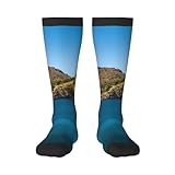 SATUSA Arch In Mallorca Spanien Print 3D-Kompressionssocken für Männer und Frauen rutschfeste lange Röhre ideal zum Laufen, Stillen, Durchblutung & Erholung steigern Ausdauer, 2 Schwarz - 1, One size