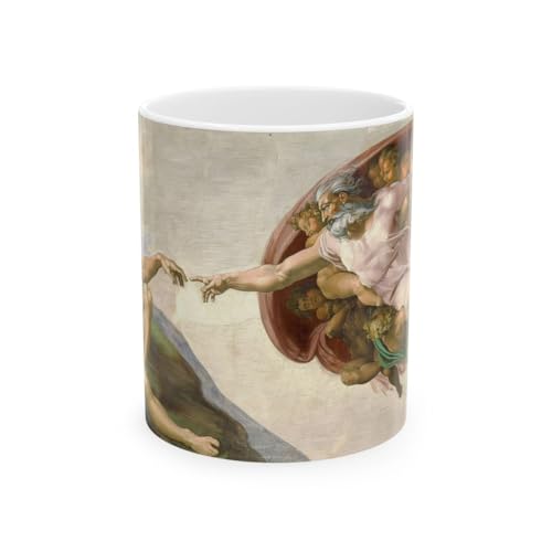 Mazevoo The Creation of Adam Mug | Michelangelo Coffee Mug Famous Painting Mugs Set | 11 Ounce Ceramic Cup Drinkware