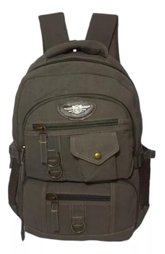 Mochila Escolar em Lona Reforçada, Moderna, Unissexo, para Notebook (Verde)