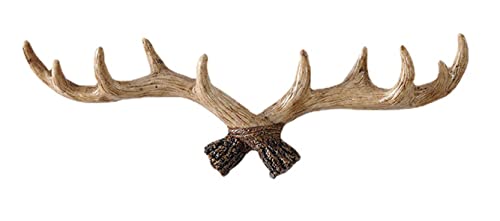 Anawakia Perchero de pared con cuernos para colgar ropa, vintage, decoración para el hogar, cuernos de ciervo, cornamenta, color beige Cover