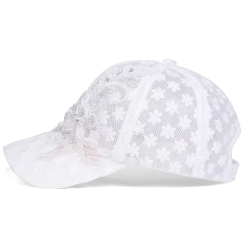Gorra de béisbol para mujer con bordado de flores de encaje miniatura 4
