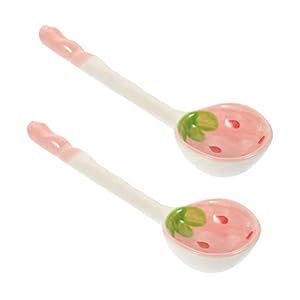 MOLUCKFU 2 Stück Keramik Erdbeer Dessertlöffel