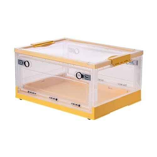 収納ボックス 折りたたみ 収納ケース 蓋付き 積み重ね 3面開き キャスター付き 透明 防湿 防塵 無臭 強い耐荷重 大容量 衣装ケース 衣類 小物 おもちゃ収納 家庭/オフィス/車用 幅60*奥行き42.5*高さ35cm 88L