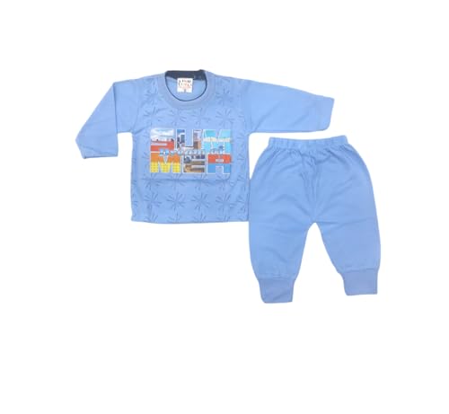 Image of Baby Boy & Baby Girl's Fabulous Collection of Printed Full Sleeves Soft Hosiery Cotton Multicolor Vests T-Shirts with Pyjama Pants Dress for Kids