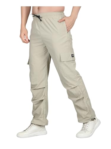 Image of Men's Water-Resistant Parachute Pants | Mens Bottom Wear | Cargo Pants for Men | Korean Pants for Man | Baggy Trackpants | Lightweight Multi-Pocket Utility Fit - Freedom to Move & All-Day Comfort
