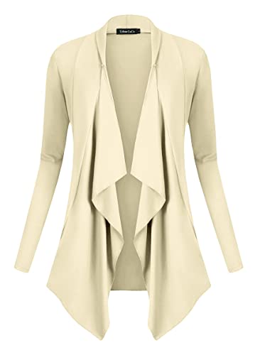 Image of Urban CoCo Women's Drape Front Open Cardigan Long Sleeve Irregular Hem
