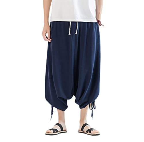 Pantalon croisé style chinois rétro homme jambes larges design asymétrique