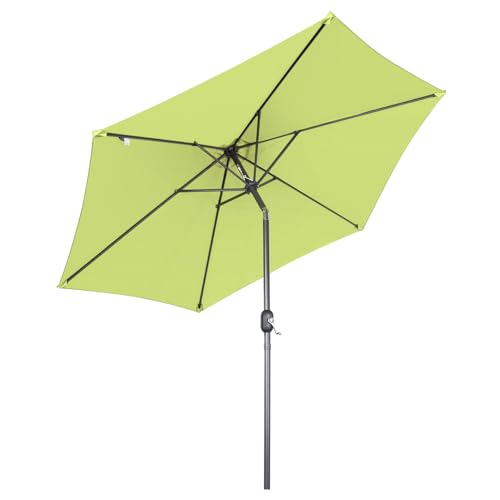 Angel Living 270cm Parasol de Jardín Sombrilla de Acero con Mecanismo de Inclinación Sombrilla con Mástil de Acero de 38mm para Jardín Patio Playa (Manzana verde)