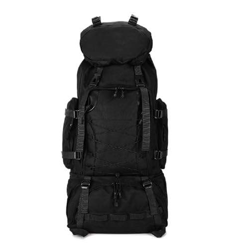 HOFSIN 90L Camping Hiking Backpack,Molle Military Tactical Rucksack Backpack,Waterproof Lightweight Hiking Backpack (Black, 90L)