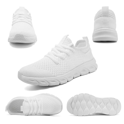 YTATSP Sneakers for Men Tennis Running Gym Shoes Comfortable Workout Athletic Walking Slip on Shoes White Size Men 10