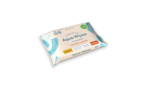 Aqua Wipes Originals (Travel size) Baby Wipes - Biodegradable Wipes - 99.6% Purified Water Paediatrician tested – Plastic free Wipes with Organic Aloe Vera Extract - 12 packs, 12 wipes per pack
