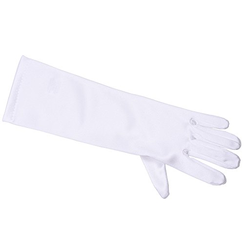 Big Girls White Medium Length Flower Girl Communion Gloves 8/122