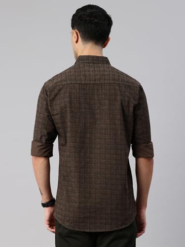 Image of Majestic Man Cotton Checkered Slim Fit Casual Shirt For Men