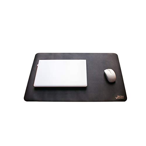 VIVENS PU Cuero Alfombrilla de Escritorio de Oficina Multifuncional, Alfombrilla Ratón 60x40 cm, Almohadilla Escritura Impermeable y Antideslizante de Doble Cara para Computadora Portátil (Negro)