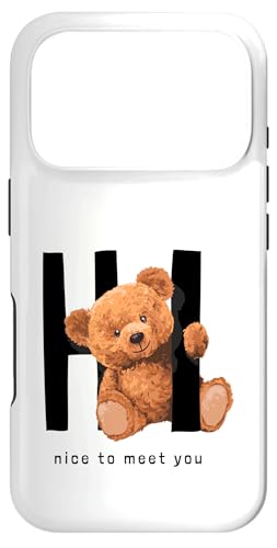Say Hi Nice to Meet You, Lovely Teddy Bear Graphic Designs �X�}�z�P�[�X iPhone 17 Pro �p