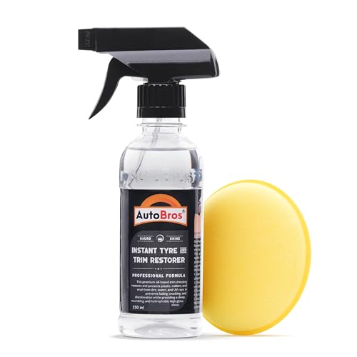 Image of AutoBros Instant Tyre & Trim Shine Restorer (250ml) with Applicator Pad | Extreme Black Shine & Hydrophobic Coating | Long-Lasting Protection for Tyres | Non-Greasy Tyre Polish for Car