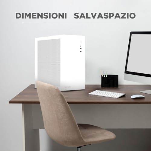 Nuwo Eguera A123 Gabinete compacto MicroATX para PC de escritorio Torre Mini 0.6MM SPCC, USB 3.0, Paneles laterales de malla, Blanco miniatura 7