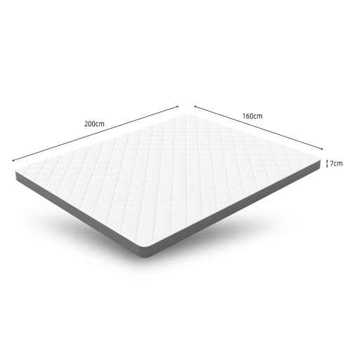 Materac z zimnej pianki o wymiarach 160 x 200 cm, 7-strefowy krój, wys. 3, 7 cm – zapewnia optymalny komfort leżenia, nadaje się do prania i przyjazny alergikom (Öko-Tex), skompresowany