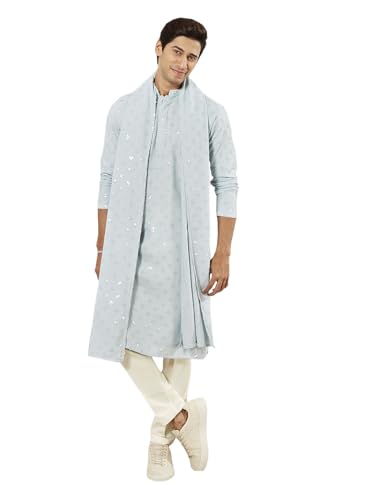 Ensemble pyjama kurta homme viscose broderie Chikankari et paillettes chic