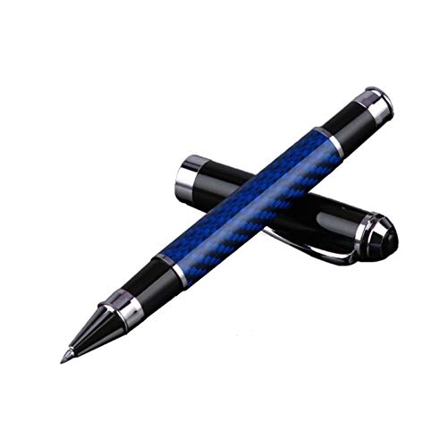 Carbon Fiber Gel Ballpoint Pen, Black Ink Business Signature Pen Metal Stationery - Black/Silver/Red/Blue