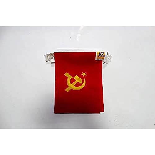 AZ FLAG - Guirlande Drapeau URSS logo central - 6 Mètres Avec 20 Fanions Communiste - Russie De 21x14 cm - Petits Drapeaux 100% Polyester - 60g