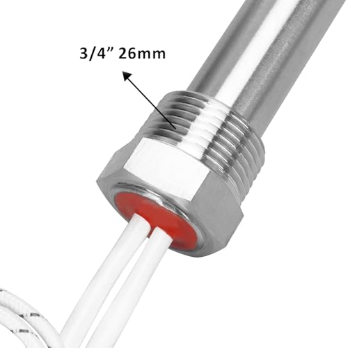 AIICIOO Patronenheizelement 3/4 Zoll 26.4mm Flansch 12V 200W Edelstahl Elektroheizung Eintauchheizkörper