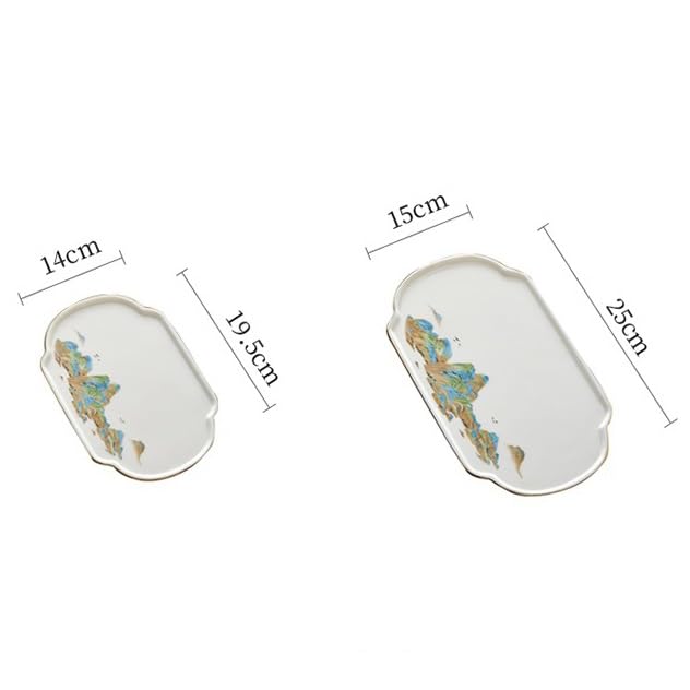 Bandeja para Servir Qianlijiangshan de Porcelana Blanca, Bandeja para almacenar Agua, Tetera de cerámica Sencilla, Bandeja pequeña para Comer en el Regazo (M)