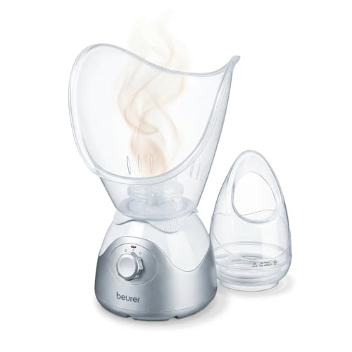 Beurer FS 50 Facial Sauna Deep Cleansing Steamer for Face with Aromatherapy Function | Hydrating & Pore-Opening Steam Treatment | Includes Inhaler Attachment | Silver