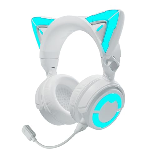 Top 10 Best Cat Ear Headphones for Every Music Lover 1 YOWU Cat Ear Headphones 4GS -Wireless Bluetooth Noise Cancelling Headphones, RGB Gaming Headset with Mic & 2.4G USB/Type C Dongle for PC/PS4/PS5/XBOX/Switch