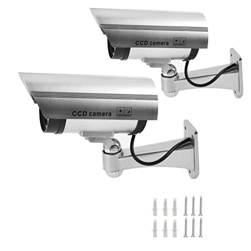 DODUOS 2 Camara Falsa Vigilancia Exterior, Camaras Falsas de Seguridad con luz, Cámara Falsa Vigilancia, Camara Vigilancia Falsa Exterior para Uso Exterior e Interior