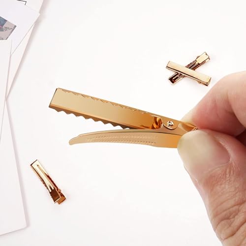 Image of NEOBABY Plain Alligator Metal Hair Clips | Crocodile Clips Styling Sectioning Hair Duck Teeth Hair pins | Curl Clips Barrettes | Craft DIY Accessories for Girls and Women's